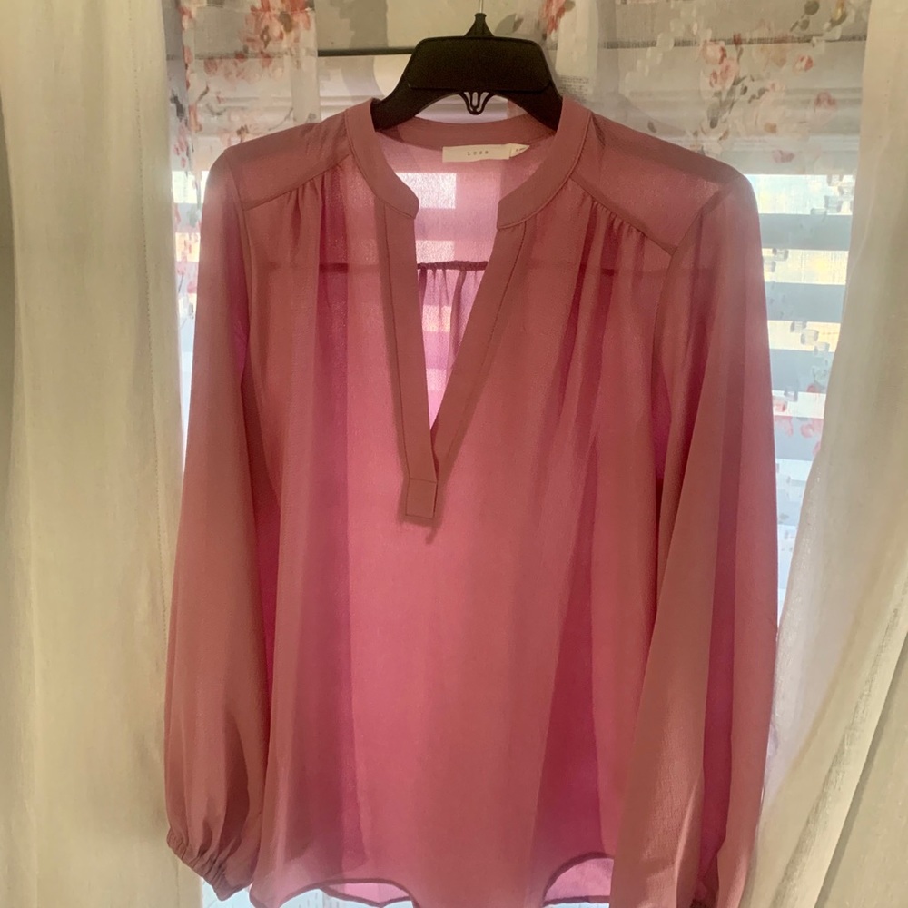 Pink Long Sleeve Lush Blouse Medium
